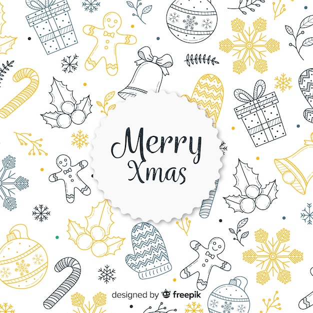 Colorful hand drawn christmas background