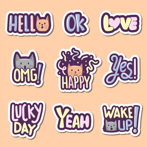 Colorful hand drawn cute stickers