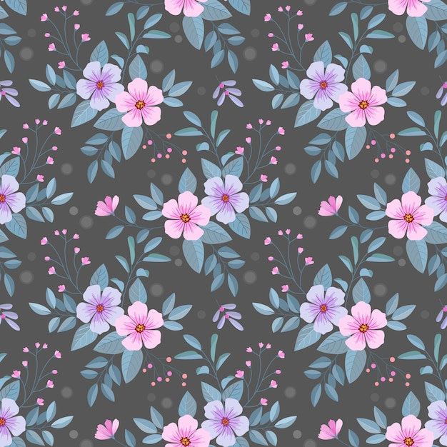 Colorful hand drawn flowers seamless pattern 