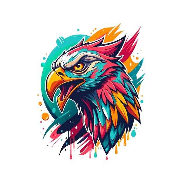 Colorful hand drawn graffiti style eagle illustration concept