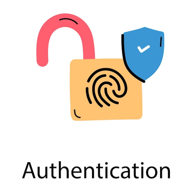 Colorful hand drawn icon of authentication