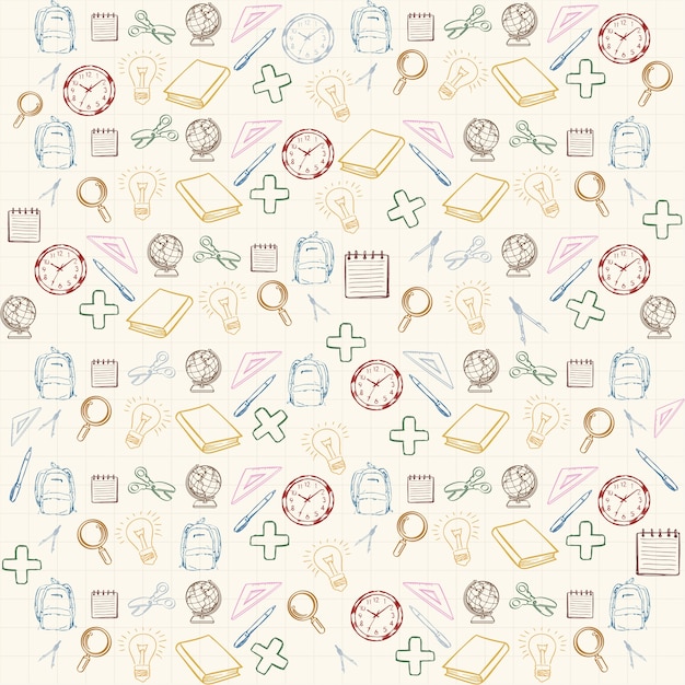 Colorful hand drawn school pattern