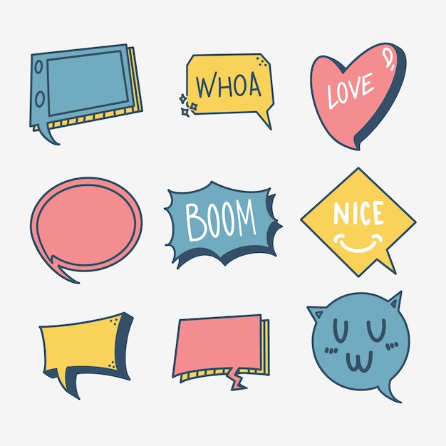 Colorful Hand Drawn Speech Bubble Set