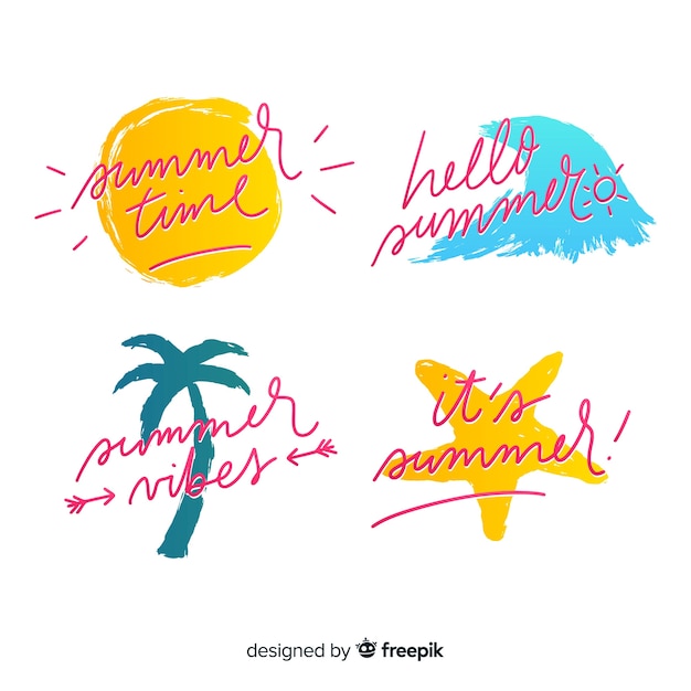 Vector colorful hand drawn summer badge collection