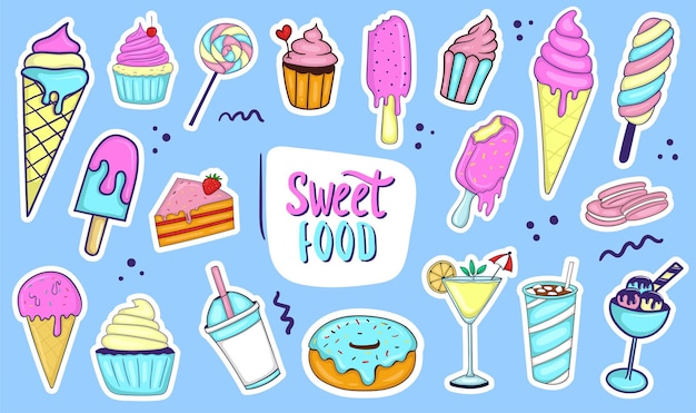 Colorful Hand Drawn Sweet Food Collection