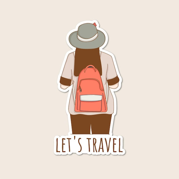 Colorful hand drawn traveler girl stickers