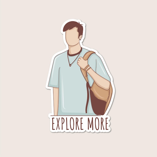 Colorful hand drawn traveler man stickers