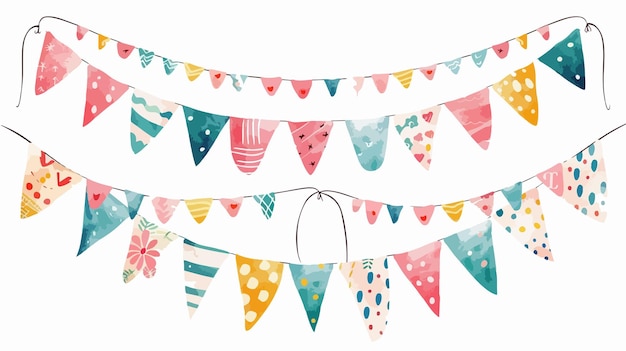 Vector colorful hand painted carnival garland hanging bunting flags