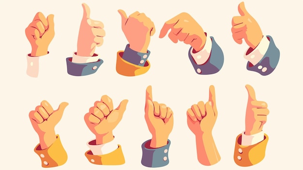 Colorful Hand Poses with Vibrant Stickers for Creative Projects