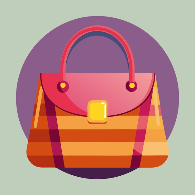 Vector a colorful handbag with a green button on the front and a blue background