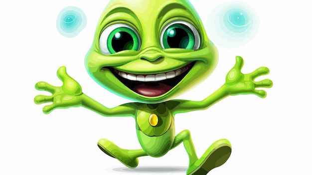 Colorful Happy Alien Cartoon Vector Illustration