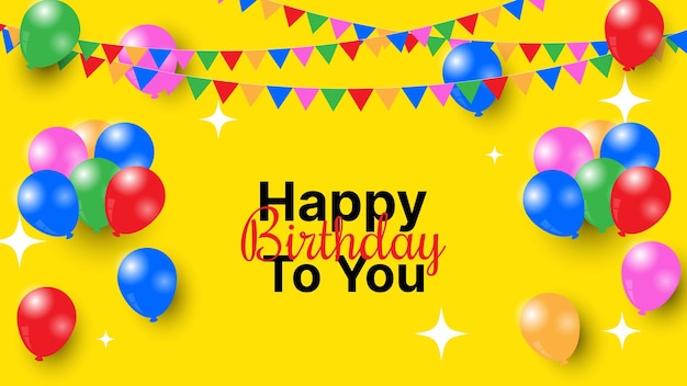 Colorful Happy birthday background with balloons and confetti suitable for greeting card poster social media post etc vector illustration