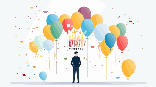 Vector colorful happy birthday card design vector illustration