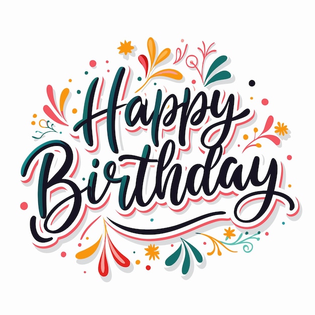 Vector colorful happy birthday greeting with floral design