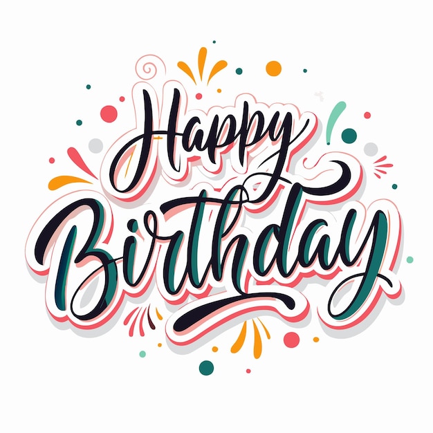 Vector colorful happy birthday lettering with confetti