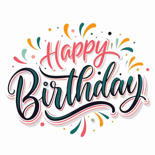 Colorful happy birthday lettering with confetti