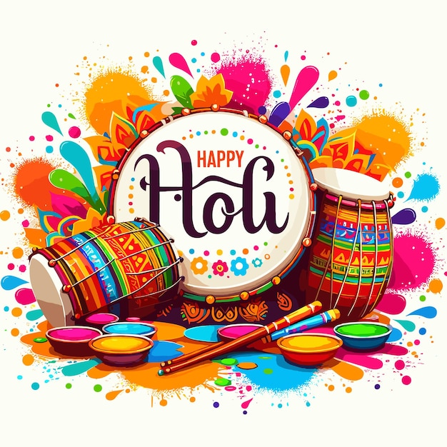 colorful Happy Holi background design for color festival of India celebration greetings