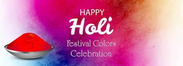 Colorful happy holi celebration banner template design