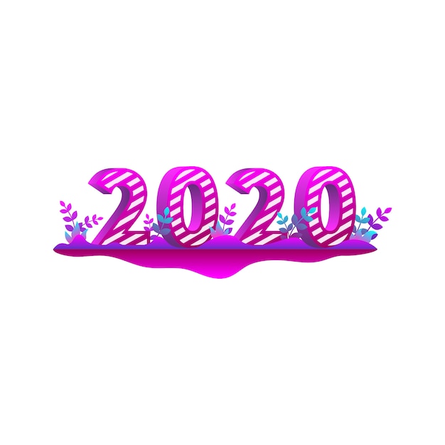 Colorful happy new year 2020 text in 3D style 