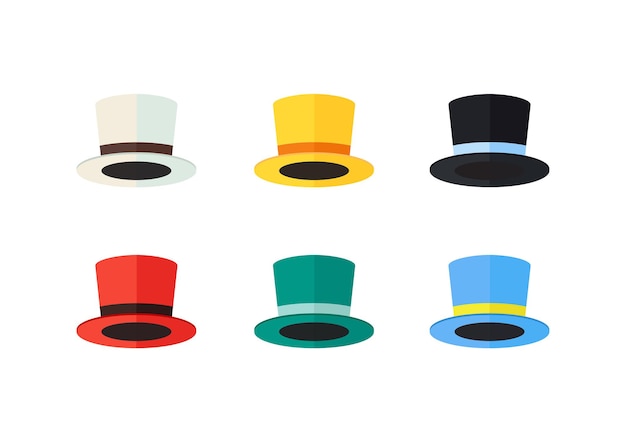 Colorful Hats Flat Design. Vector Illustration