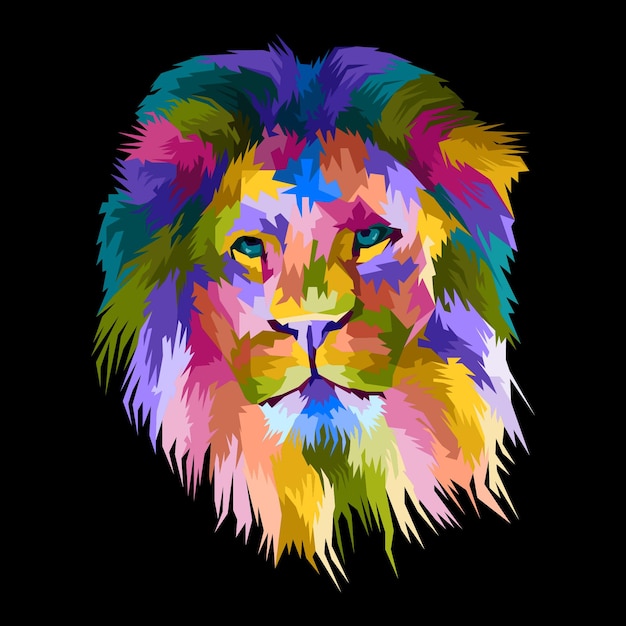 colorful head lion pop art portrait