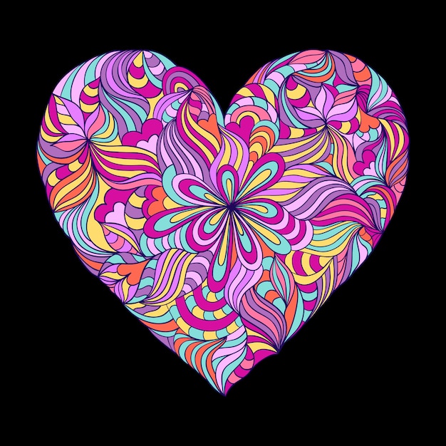  colorful heart on black background