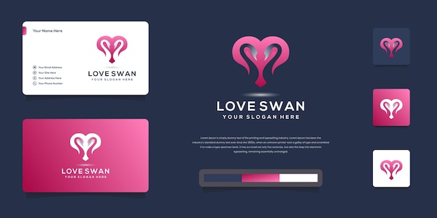 colorful heart logo concept and business card template