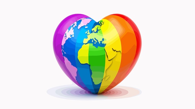 Vector a colorful heart shaped globe with the world on it