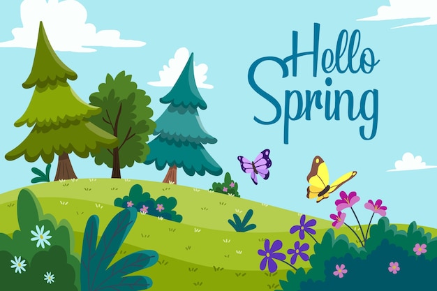 Colorful hello spring theme