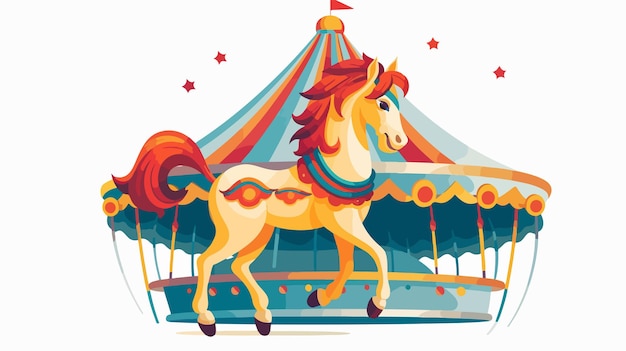 a colorful horse is on a carousel with the words the horse on it