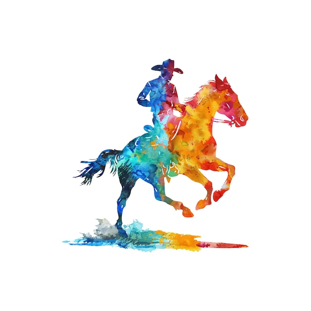 a colorful horse with a colorful mane and a rider