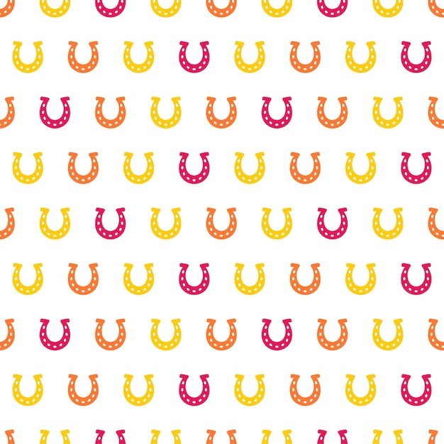 Colorful horseshoe seamless pattern with white background.