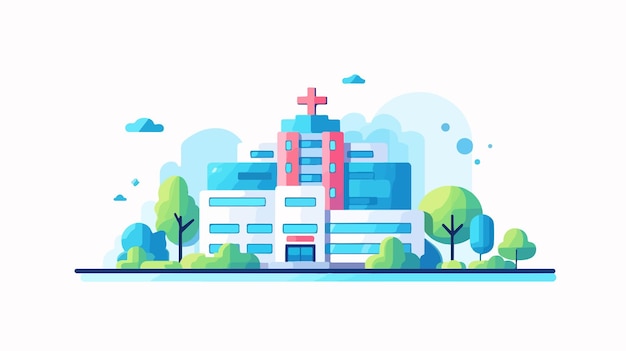 Vector colorful hospital icon flat vector