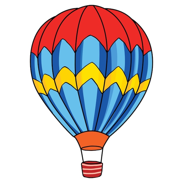 Colorful hot air balloon isolated on white background