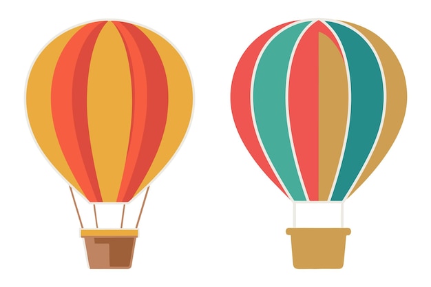 Colorful hot air balloon vector isolated illustration striped pattern