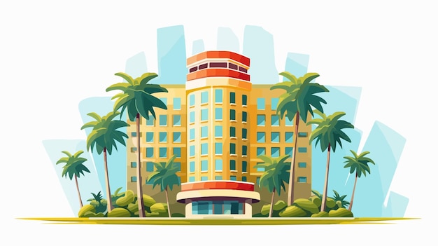 Vector colorful hotel vector illustration in cartoon style