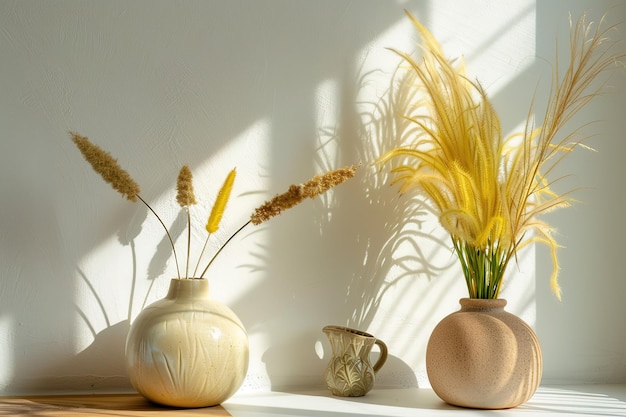 Vector colorful house plants and a brown chair in a living room in the style of light yellow and light