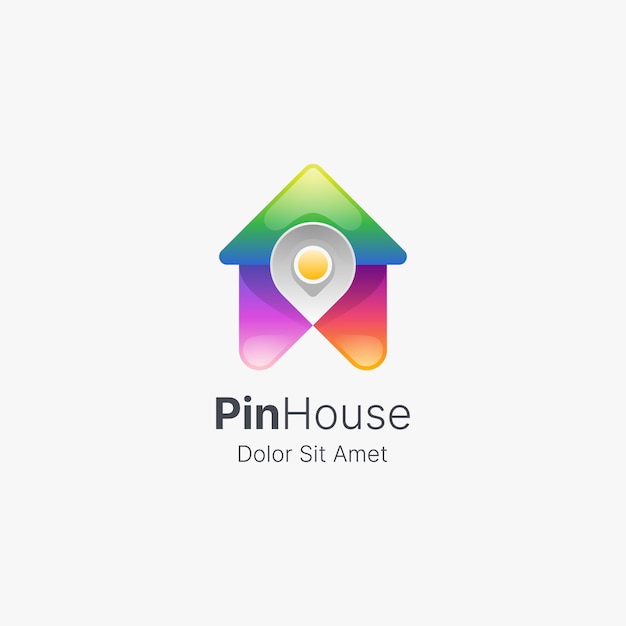 Colorful house with map pin logo