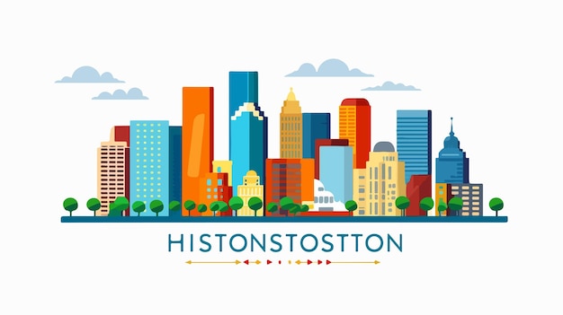 Vector colorful houston city icons set