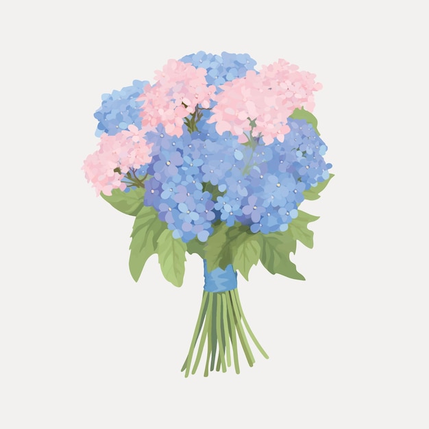 Colorful hydrangea bouquet illustration