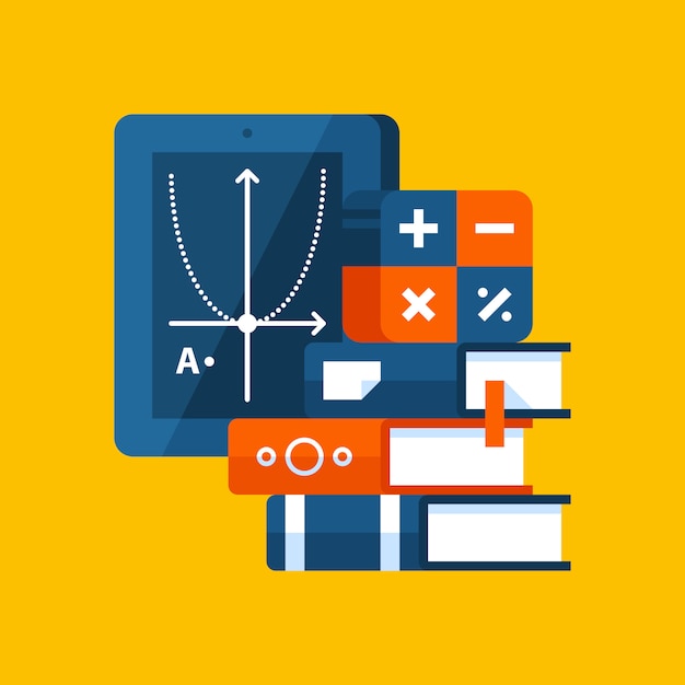 Colorful illustration about algebra in modern flat style