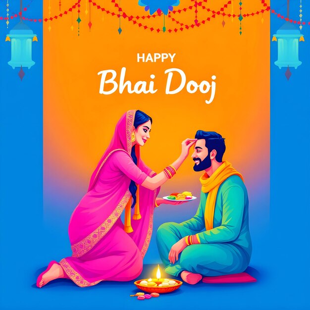 Vector a colorful illustration of the bhai doj celebration