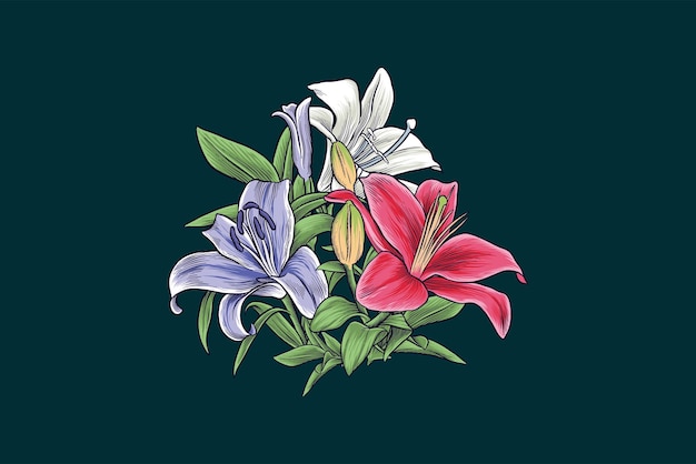 colorful illustration of a bouquet of tulips