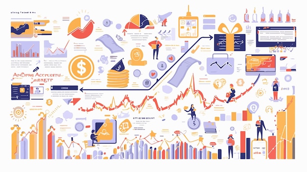 a colorful illustration of a chart with a diagram of a business plan