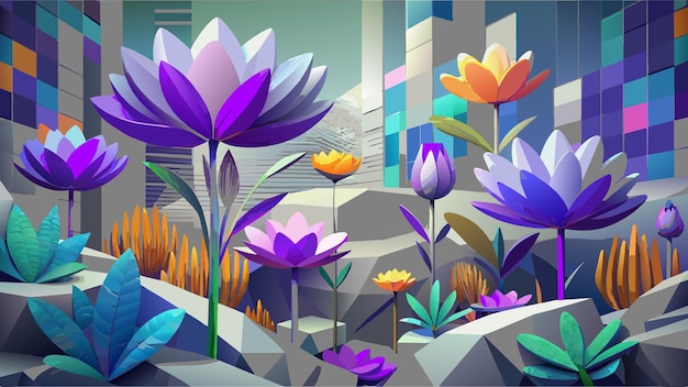 a colorful illustration of flowers with the word lotus on it