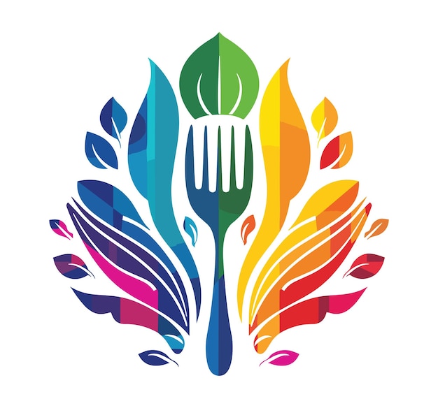 a colorful illustration of a fork with a colorful design in the middle