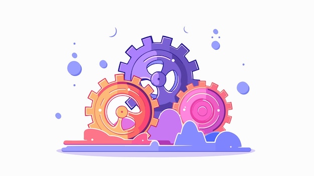 Vector a colorful illustration of gears and gears with the word  l  on it