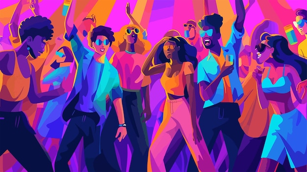 Vector a colorful illustration of a group of people dancing in colorful colors