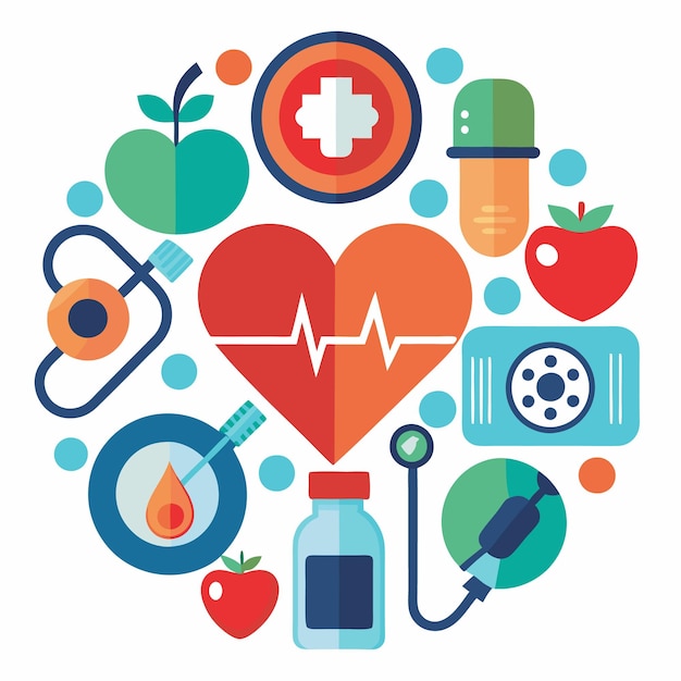 Vector colorful illustration of health and wellness