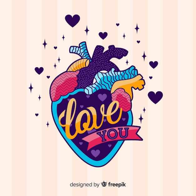 Vector colorful illustration of hurt with love message